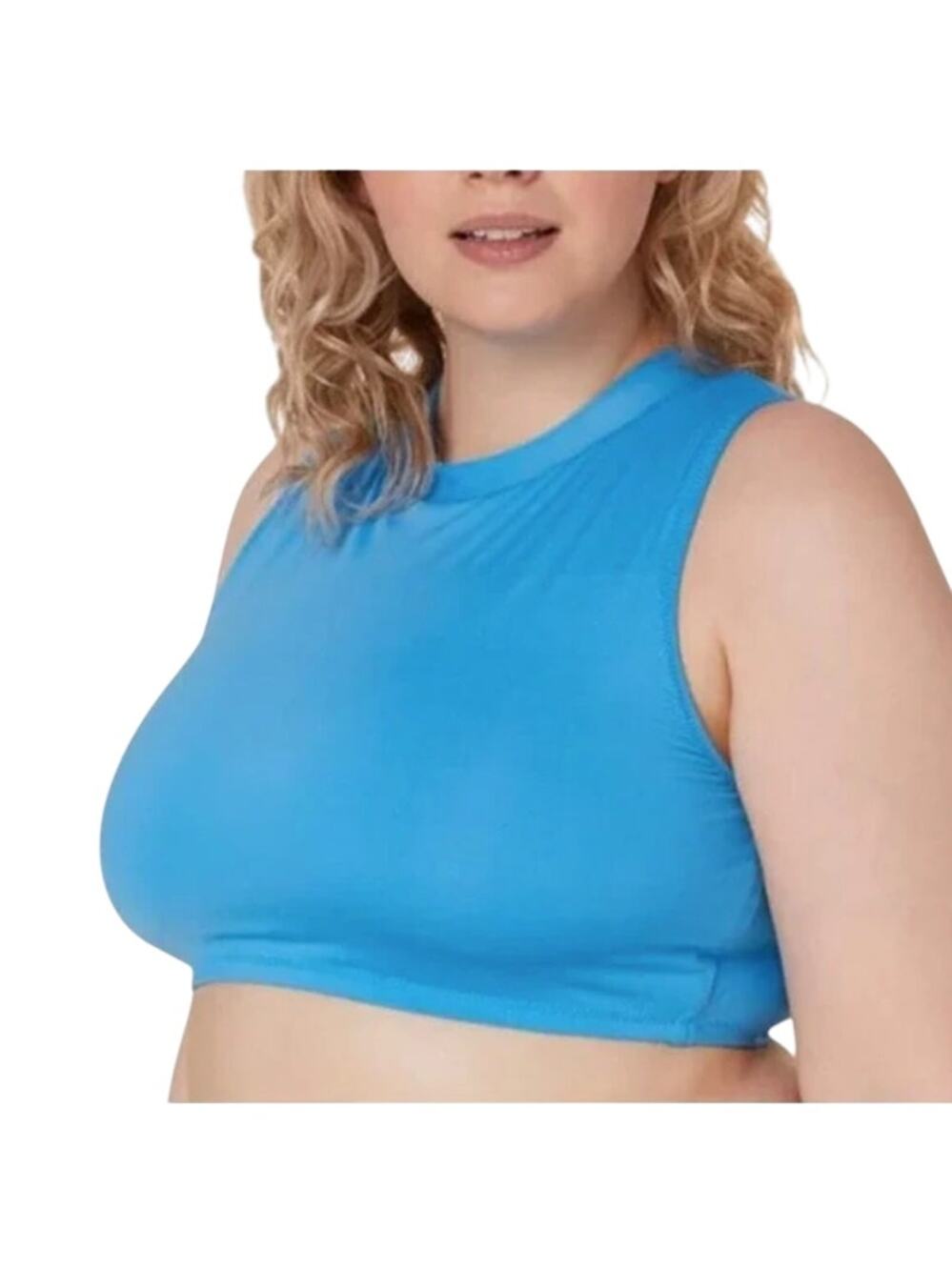 Andie Swim Top The Venice Blue With High Neck Size Small
